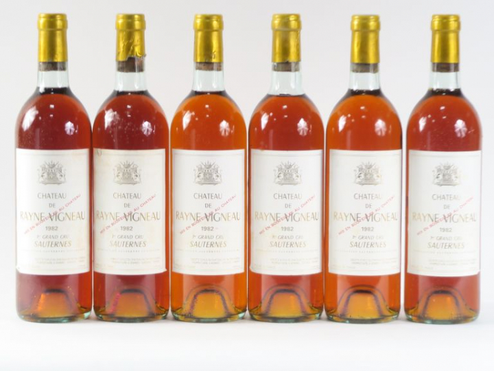 6 BOUTEILLES CHÂTEAU RAYNE VIGNEAU 1er CC SAUTERNES - 1982 - BG