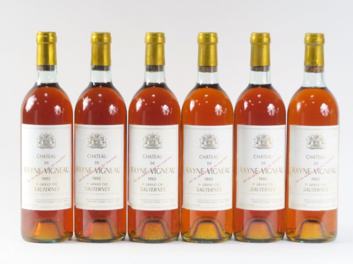 6 BOUTEILLES CHÂTEAU RAYNE VIGNEAU 1er CC SAUTERNES - 1982 - BG