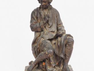Vente aux enchères BOUDARD.  "Portrait d'écrivain"  Sculpture XVIIIème en terre cuite pat