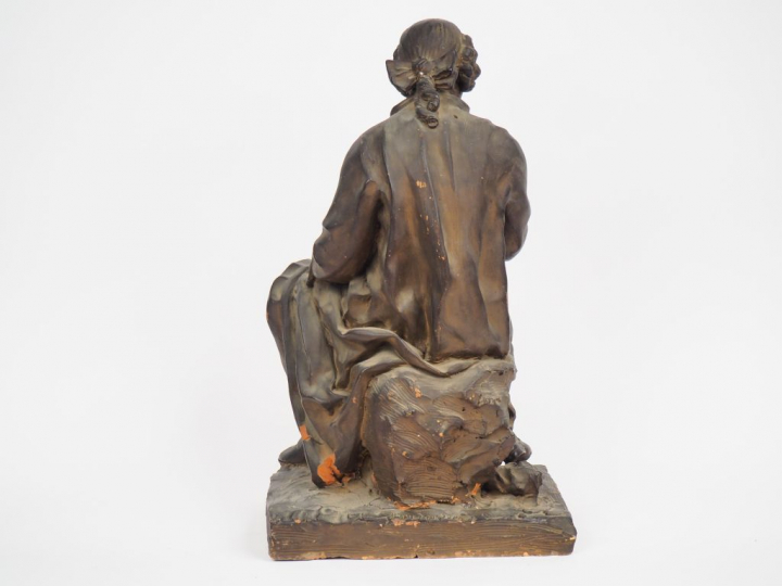BOUDARD.  "Portrait d'écrivain"  Sculpture XVIIIème en terre cuite pat