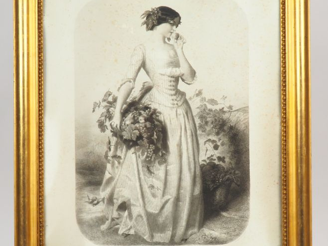 Suite de quatre lithographies XIXème en noir. "Allégorie des quatres s