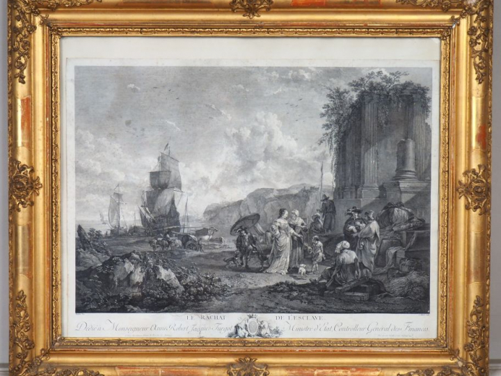 Paire de gravures en noir d’après Berghem, « l’ancien port de Gènes » 