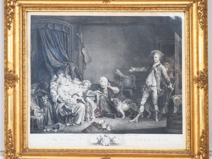 Paire de gravures en noir d’après Greuze « la mère bien aimée » et « l