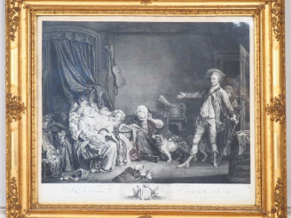 Vente aux enchères Paire de gravures en noir d’après Greuze « la mère bien aimée » et « l