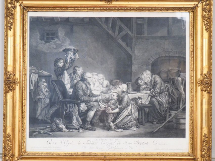 Paire de gravures en noir d’après Greuze « la mère bien aimée » et « l