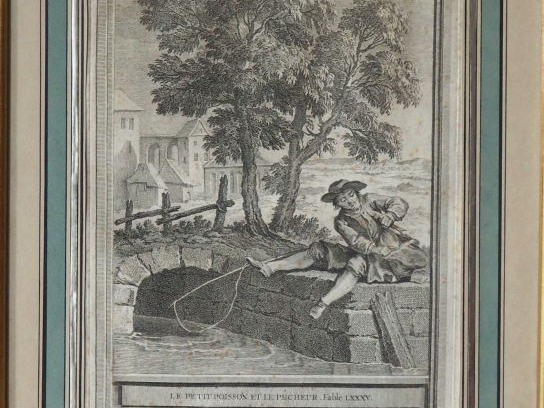 Suite de cinq gravures en noir d’après les Fables, par Oudry.