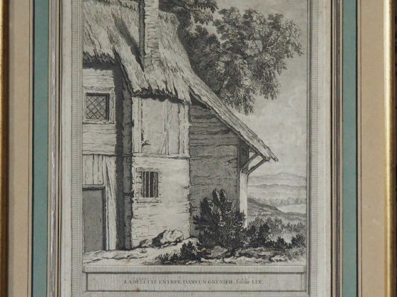 Suite de cinq gravures en noir d’après les Fables, par Oudry.