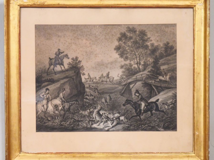 Suite de quatre gravures XIXème en noir d’après Vernet figurant des sc