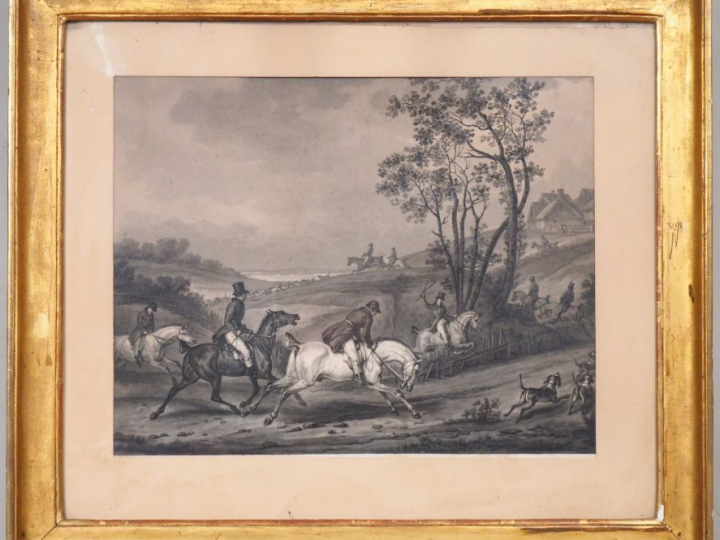 Suite de quatre gravures XIXème en noir d’après Vernet figurant des sc