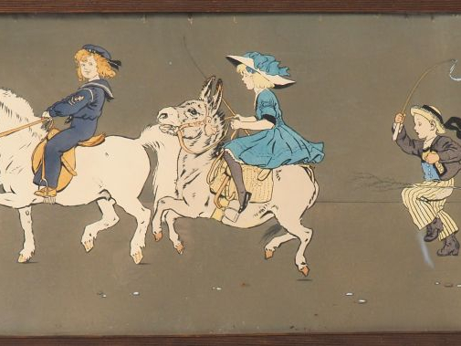 Paire d’encadrements fin XIXème par Jean Maset « Les enfants de la fer