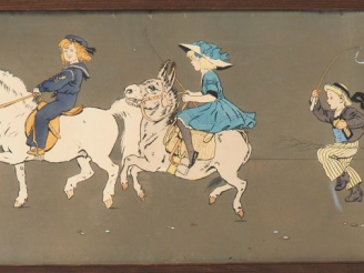 Vente aux enchères Paire d’encadrements fin XIXème par Jean Maset « Les enfants de la fer