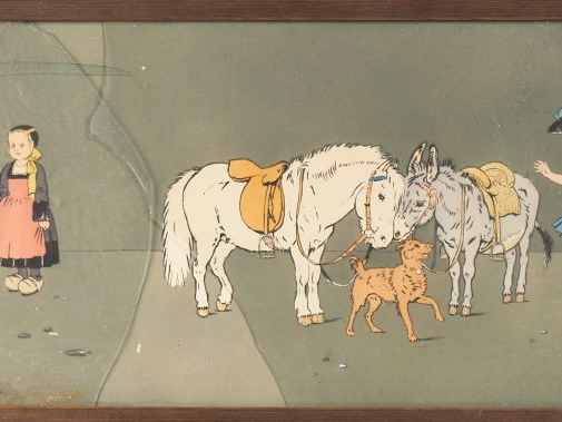 Paire d’encadrements fin XIXème par Jean Maset « Les enfants de la fer