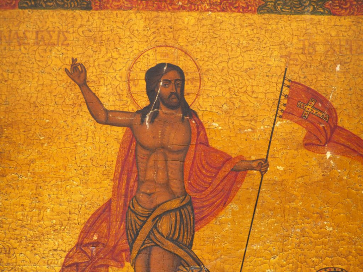 Icône de la Résurrection. Proche-Orient ?, XIXe siècle. Titrée en grec