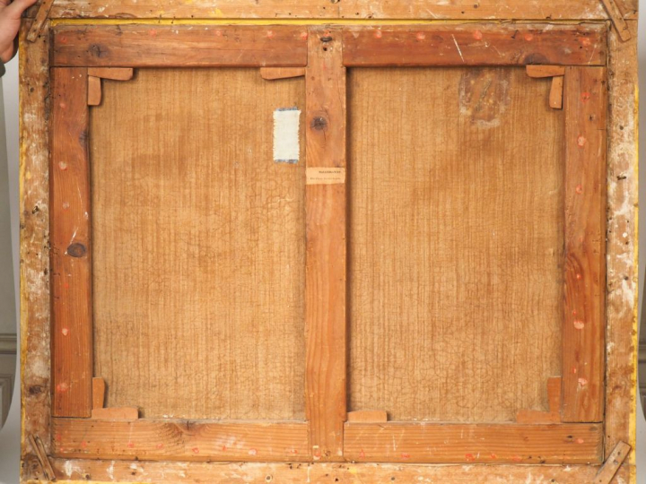 MALLEBRANCHE.  « effet d’hiver, le relais de poste ». Huile sur toile.