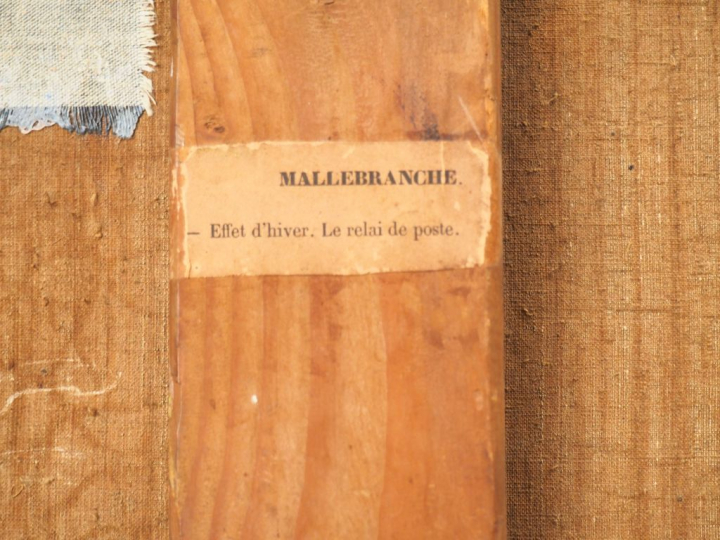 MALLEBRANCHE.  « effet d’hiver, le relais de poste ». Huile sur toile.