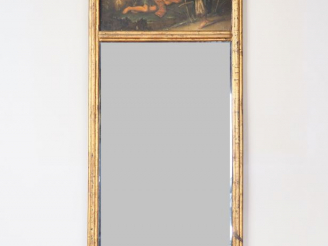 Vente aux enchères Petit Trumeau XIXème à décor de scène bucolique. Dim. 118 x 47 cm
