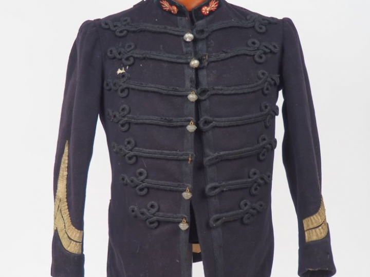 Dolman-pelisse en drap noir, d’officier des sapeurs-pompiers, col noir