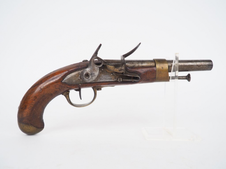 Pistolet à silex de cavalerie modèle An XIII queue de culasse marquée 