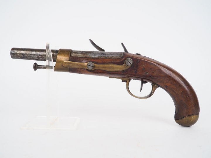 Pistolet à silex de cavalerie modèle An XIII queue de culasse marquée 