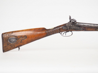 Vente aux enchères Fusil de chasse juxtaposé espagnol, canons en table, calibre de 24 bal