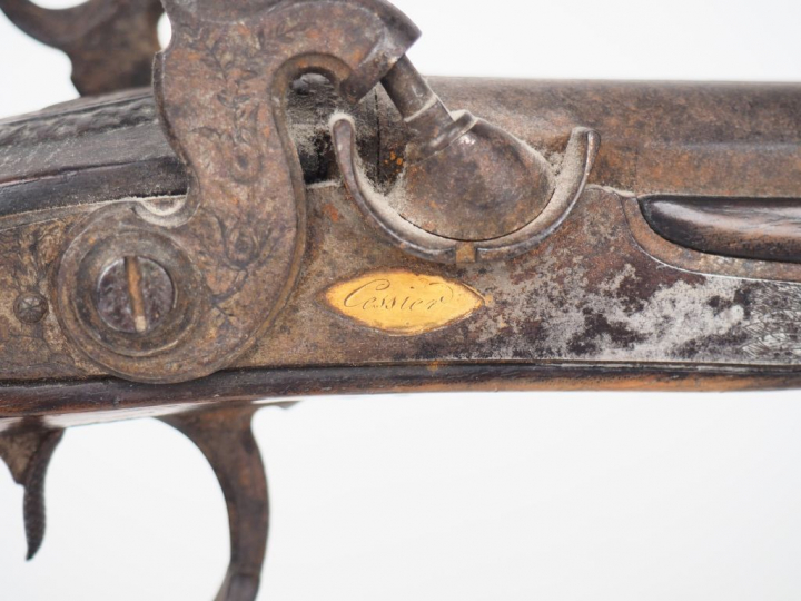 Fusil de chasse juxtaposé primitivement à silex transformé à percussio