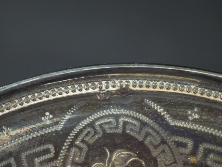 Tasse et sa sous-tasse de style Louis XVI en argent 925, poinçon Miner