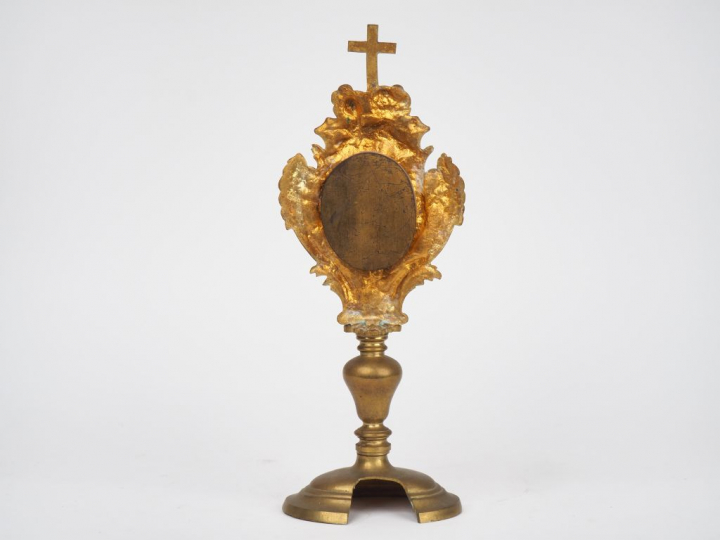 Reliquaire ostensoir de style Louis XIV en métal et métal doré.