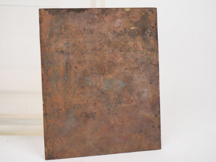 Ecole francaise ou italienne XVIIème.  "Sainte femme"  Huile sur cuivr