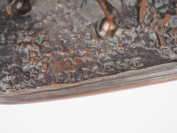 Pierre Jules MENE (d'après). "la jument à la barrière"  Bronze à patin