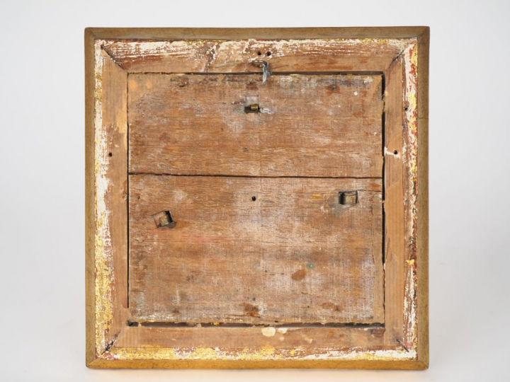 Ecole française 1900.  Miniature en tondo "sculptures dans le parc de 