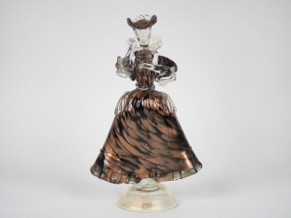 Vente aux enchères Sculpture en verre polychrome de Venise "personnage de carnaval". H. 3