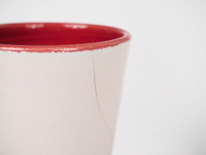 POL CHAMBOST.  Service à orangeade en céramique blanche et polychrome 