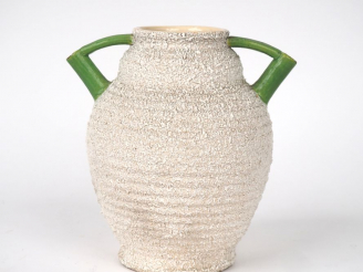 Vente aux enchères Chevrette 1960 en céramique blanche et verte. H. 22 cm