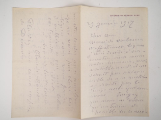 Vente aux enchères MONET (Claude). LETTRE AUTOGRAPHE SIGNÉE adressée à Gustave Geoffroy. 