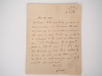 Vente aux enchères NERVAL (Gérard de). LETTRE AUTOGRAPHE SIGNÉE adressée à son père. Le 5