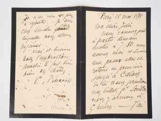 Vente aux enchères PISSARRO (Camille). LETTRE AUTOGRAPHE SIGNÉE adressée à sa femme Julie