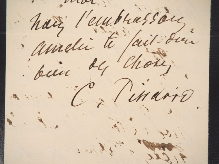 PISSARRO (Camille). LETTRE AUTOGRAPHE SIGNÉE adressée à sa femme Julie