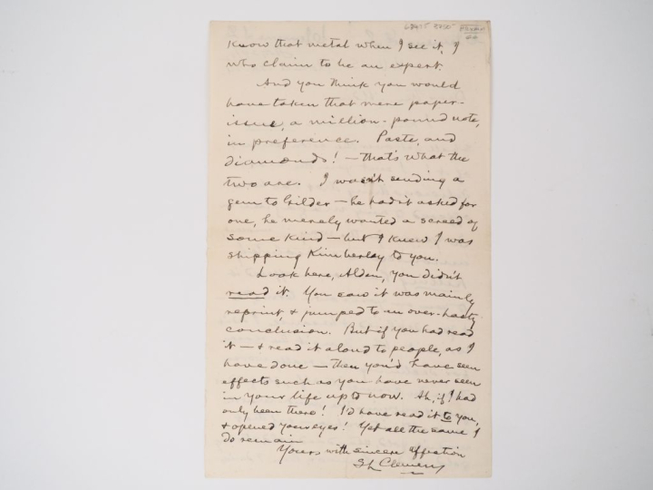 TWAIN (Mark) [Samuel Langhorne Clemens, dit :]. LETTRE AUTOGRAPHE SIGN