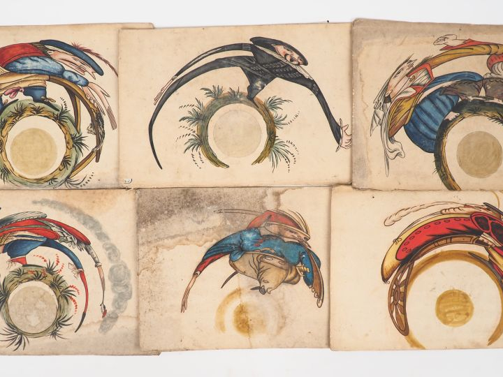 [ANAMORPHOSES]. MAGNIFIQUE ET TRÈS RARE ENSEMBLE DE 26 ANAMORPHOSES OR