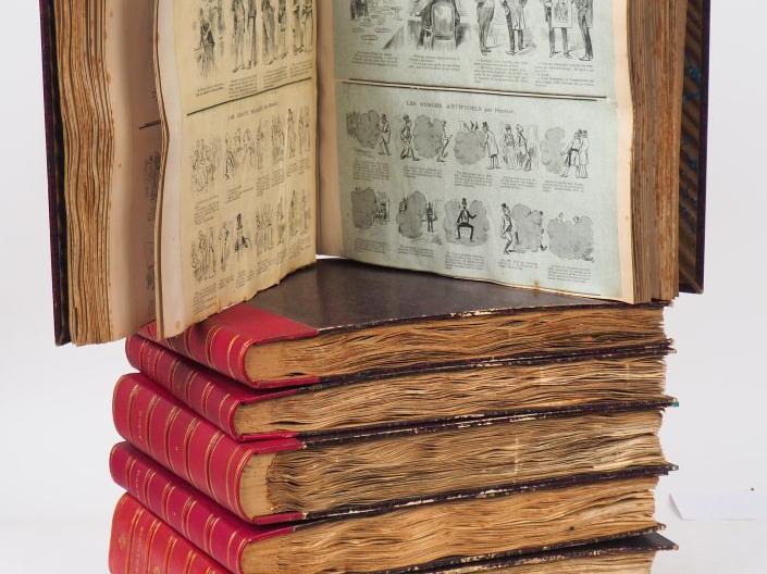 [CARICATURE]. 6 GRANDS ALBUMS en reliure uniforme. 6 volumes grand in-