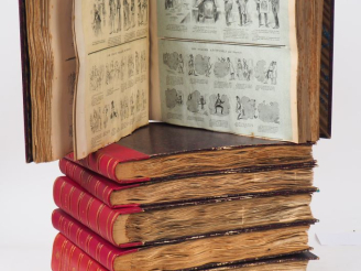 Vente aux enchères [CARICATURE]. 6 GRANDS ALBUMS en reliure uniforme. 6 volumes grand in-