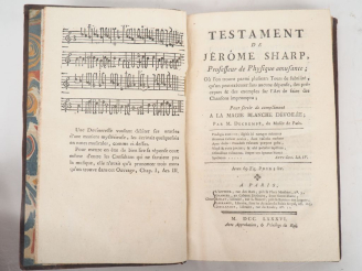 Vente aux enchères DECREMPS (H.). TESTAMENT DE JÉRÔME SHARP, professeur de Physique amusa