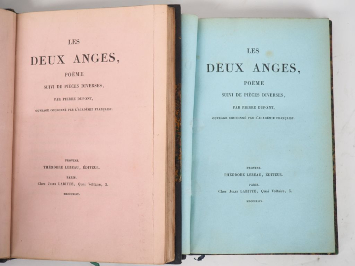 DUPONT (Pierre). LES DEUX ANGES, poème suivi de pièces diverses. Provi