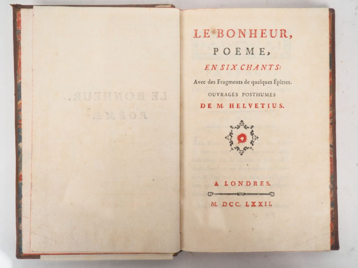 HELVÉTIUS. LE BONHEUR, poëme, en six chants : avec des Fragments de qu