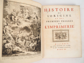 Vente aux enchères MARCHAND (Prosper.). HISTOIRE DE L’ORIGINE ET DES PREMIERS PROGRÈS DE 
