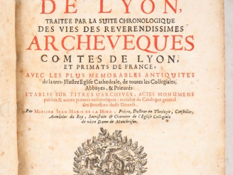 Vente aux enchères LA MURE (Jean-Marie de). HISTOIRE ECCLÉSIASTIQUE DU DIOCÈSE DE LYON, t