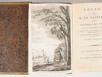 Vente aux enchères LE VAILLANT (F.). VOYAGE DE F. LE VAILLANT, dans l’intérieur de l’Afri