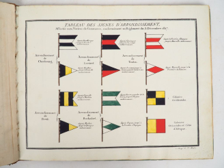 Vente aux enchères PAVILLONS DES PUISSANCES MARITIMES, en 1819. Lithogr. de C.[harles] Mo