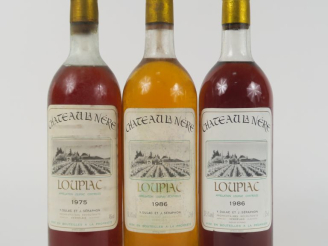 Vente aux enchères 3 BOUTEILLES CHÂTEAU LA NÈRE LOUPIAC : 1 de 1975 HEP - 2 de 1986 (1 BG