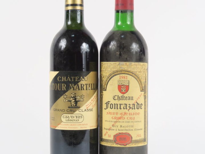 2 BOUTEILLES de 1981 : 1 CHÂTEAU LA TOUR MARTILLAC GCC GRAVES LB-HEP /